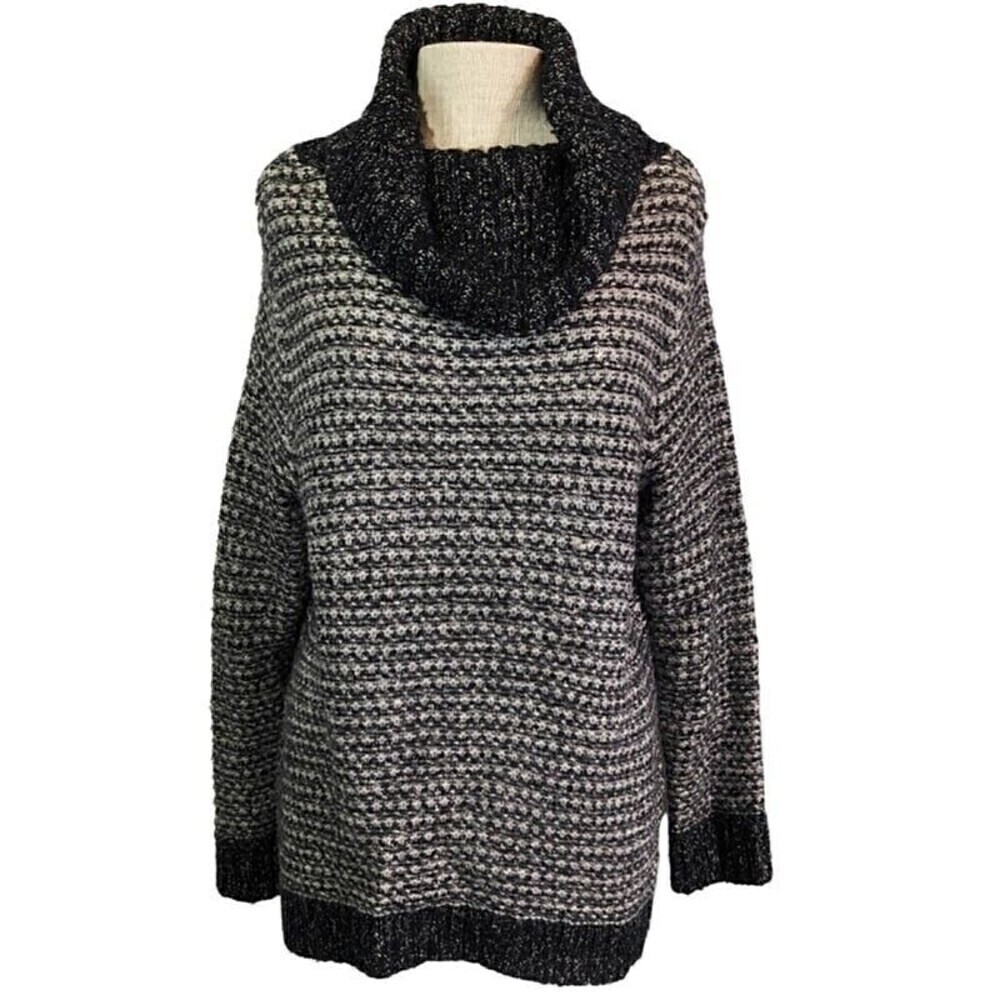 Coldwater Creek Black and Gray Cowl Neck Sweater